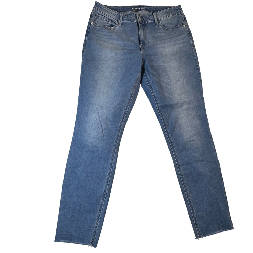 Old Navy Rockstar Super Skinny Jeans Women's Size 10 Blue‎ Denim Frayed Hem
